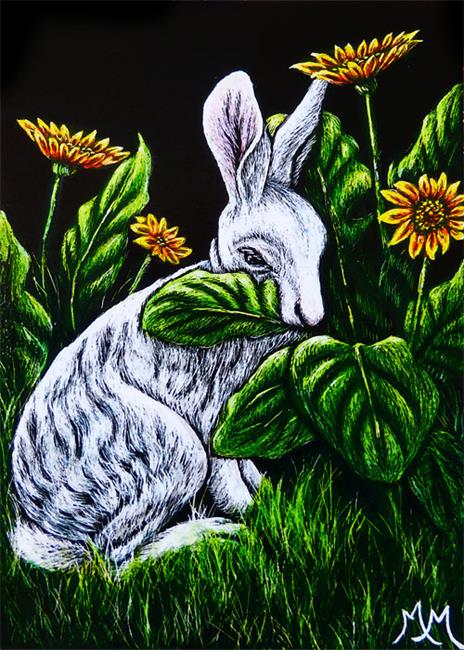 Art: Nibbling the Daisies  (SOLD) by Artist Monique Morin Matson