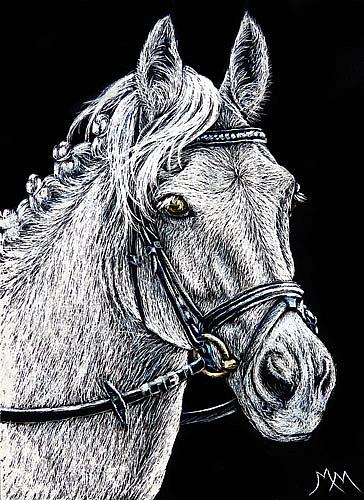 Art: The Grey Eventer - SA112  (SOLD) by Artist Monique Morin Matson