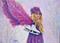 Art: Skatie - A Little Winter Angel  (SOLD) by Artist Monique Morin Matson