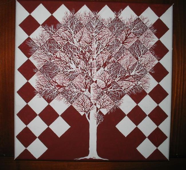 Art: Tree in Red and White-NLA by Artist Patrick E Zatloukal