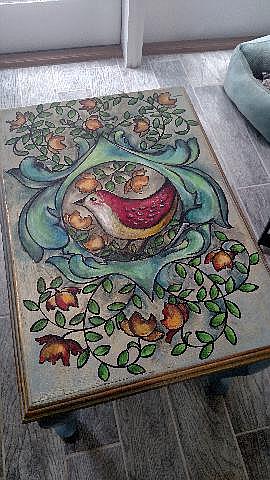 Art: The Red Bird End Table by Artist Chris Jeanguenat