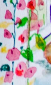Detail Image for art Hollyhocks and Cat Aceo-sold