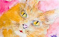 Art: Cat 2 ACEO by Artist Delilah Smith