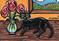 Art: Black Cat & Vase by Artist Melinda Dalke