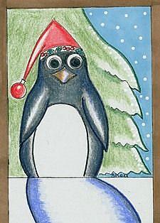 Art: Penguin Solitude-Sold by Artist Sherry Key