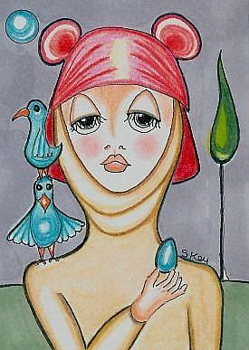 Art: Bluebird Keeper by Artist Sherry Key