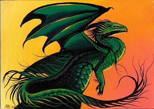 Art: Green Dragon-aceo by Artist Nico Niemi