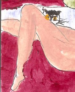 Detail Image for art nude with two cats
