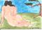 Art: lone pine with nude by Artist Nancy Denommee   