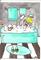 Art: Sock Monkey Takes a Bubble Bath by Artist Nancy Denommee   