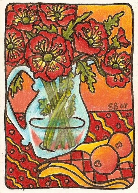 Art: Pitcher of Poppies(sold) by Artist Shelly Bedsaul
