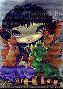 Art: Two Cute Dragonlings ACEO by Artist Jasmine Ann Becket-Griffith