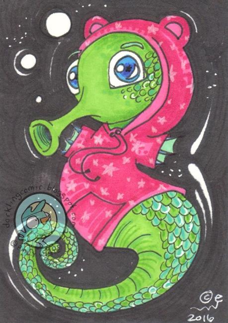Art: Seahorse in a Hoodie by Artist Emily J White