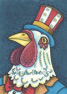 Art: BORN IN THE USA ROOSTER by Artist Susan Brack