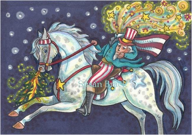 Art: UNCLE SAM RIDES ON THE FOURTH OF JULY by Artist Susan Brack