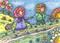 Art: JACK AND JILL  Flower Children by Artist Susan Brack