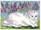 Art: White Kitty and Muscari by Artist Theodora Demetriades 