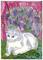 Art: LITTLE WHITE KITTY & GRAPE HYACINTH OR MUSCARI by Artist Theodora Demetriades 