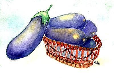 Art: Eggplants by Artist Nata ArtistaDonna