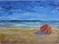 Art: Right Red Beach Umbrella SOLD by Artist Terri L West
