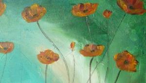 Detail Image for art Turqouise sky poppies