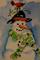 Art: Snowman and Red Bird Aceo by Artist Delilah Smith