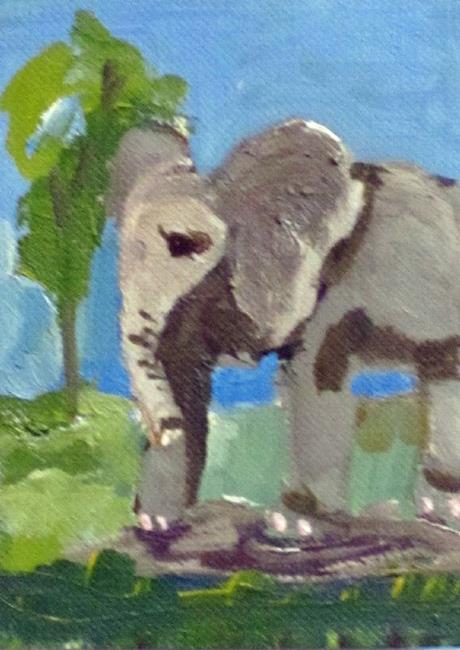 Art: Elephant Aceo by Artist Delilah Smith