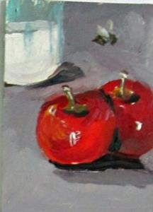 Detail Image for art Apples and Milk with Bee Aceo