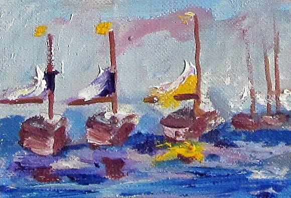 Art: Sail Boat No.2 Aceo by Artist Delilah Smith