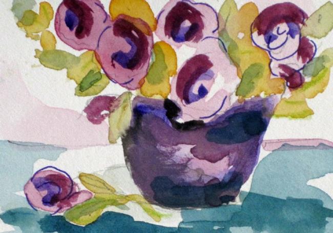Art: Purple Flowers Aceo by Artist Delilah Smith
