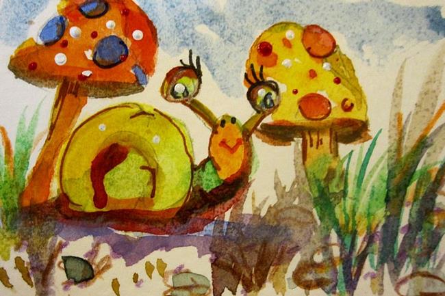 Art: SNAIL aceo by Artist Delilah Smith