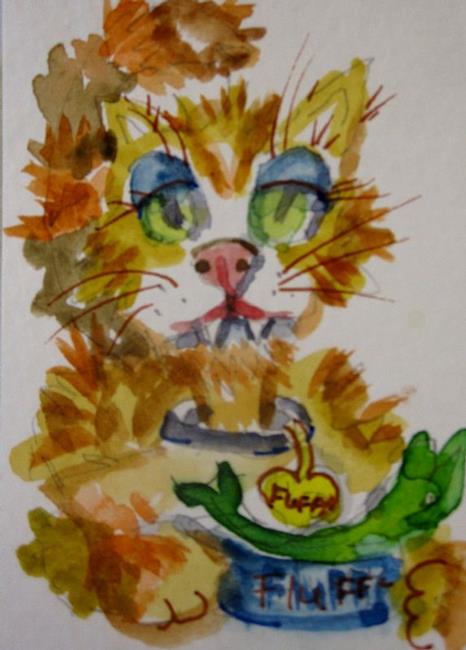 Art: Delilah Fluffy's Lunch Aceo by Artist Delilah Smith