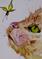 Art: Cat and Butterfly Aceo by Artist Delilah Smith