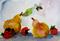 Art: Pear, Strawberries,Bee aceo by Artist Delilah Smith