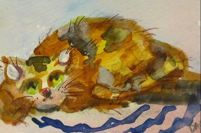 Art: Sleepy Cat Aceo by Artist Delilah Smith