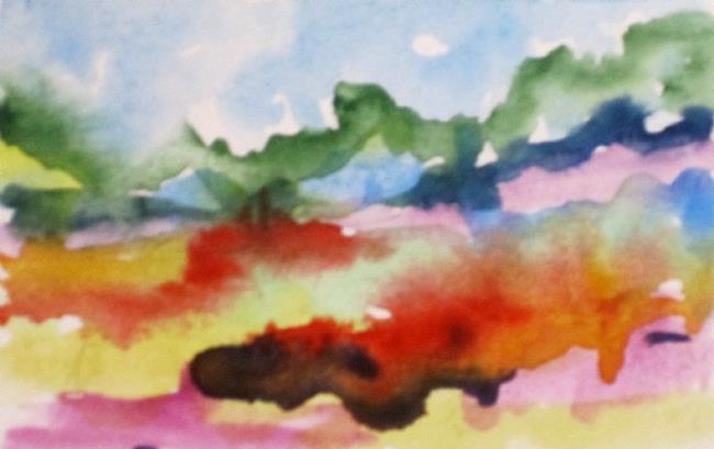 Art: Landscape Poppies Aceo by Artist Delilah Smith