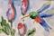 Art: Flowers and Hummingbird Aceo by Artist Delilah Smith