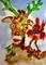 Art: Reindeer and Red Bird Aceo by Artist Delilah Smith