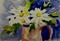 Art: Daisies in a Pink Cup Aceo-sold by Artist Delilah Smith