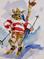 Art: Fat Cat Goes Skiing Aceo by Artist Delilah Smith