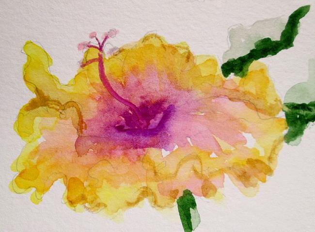 Art: Yellow Hibiscus Aceo by Artist Delilah Smith