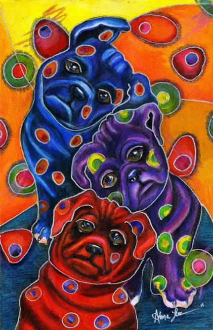 Art: Pug Pile by Artist Alma Lee