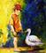 Art: Boy & Goose by Artist Laurie Justus Pace