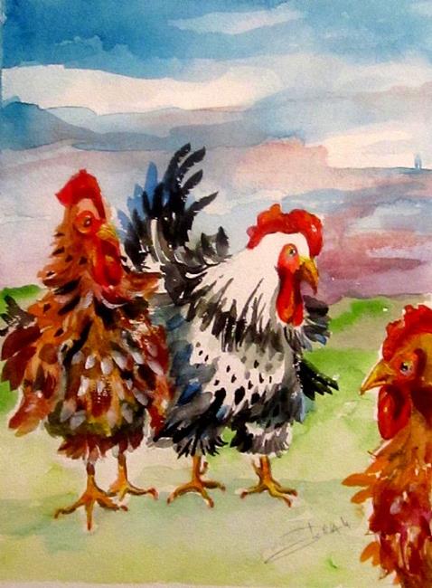 Art: Fat Chickens-sold by Artist Delilah Smith