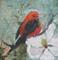 Art: Red  Tanager  and Magnolia by Artist Barbara Haviland