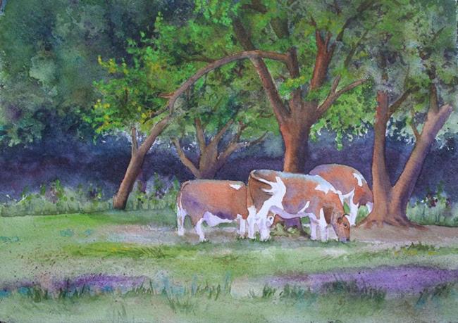 Art: Cows and Clover by Artist Kathy Haney