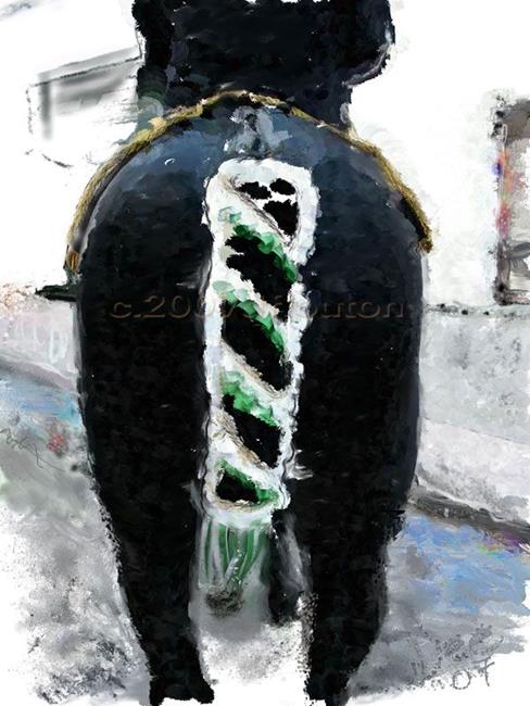 Art: Green and White Horse Tail by Artist Deanne Flouton
