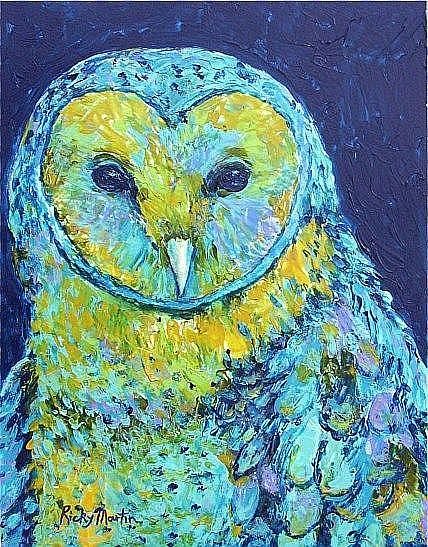 Art: Blue Owl - sold by Artist Ulrike 'Ricky' Martin