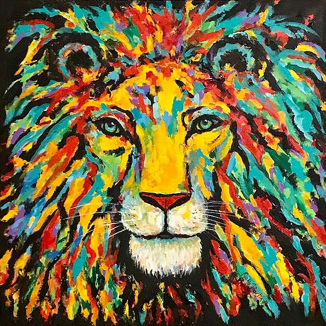 Art: Abstract Lion by Artist Ulrike 'Ricky' Martin