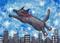 Art: Kitty Over the City by Artist Hiroko Reaney
